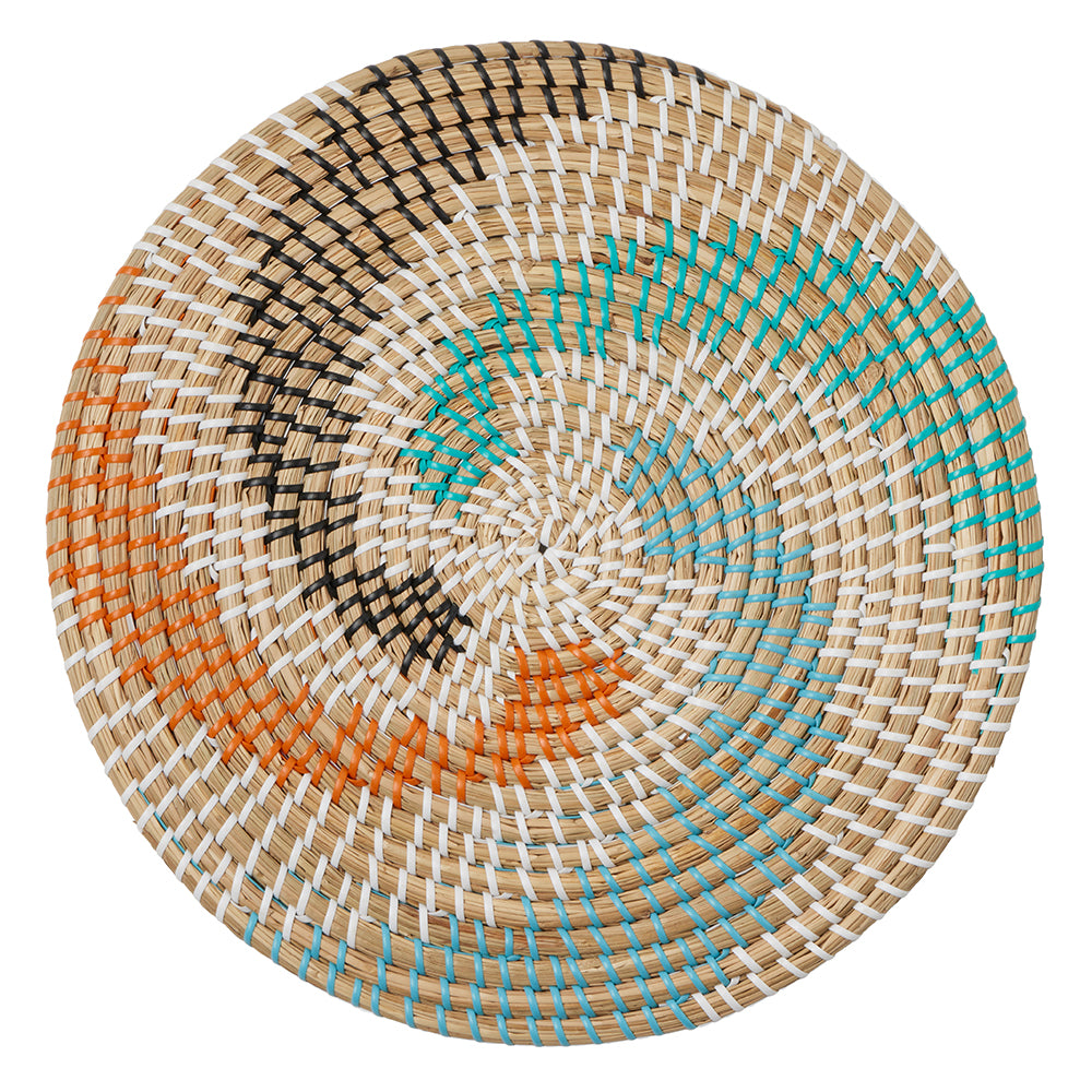 Georgia Teal Round Seagrass Placemat Set/4