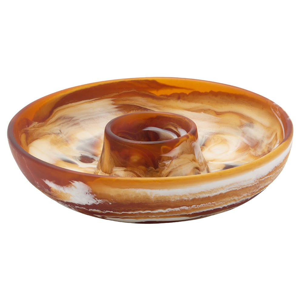 Hugo Swirled Resin Chip and Dip Bowl (Amber)