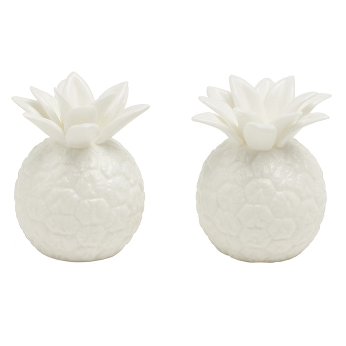 Keely White Porcelain Pineapple Salt & Pepper Shakers Set of 2