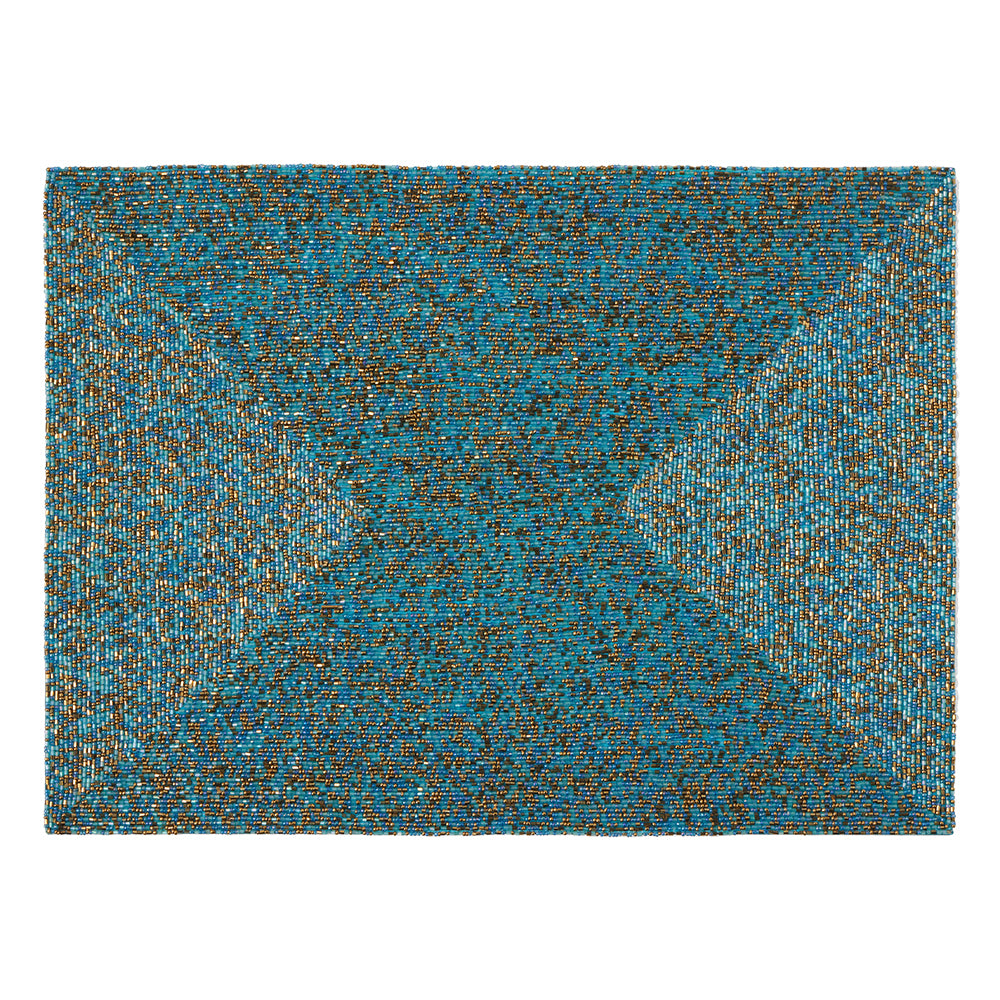 Loretta Glass Beads Turquoise Gold Mix Placemat Set/4 (Rectangle)