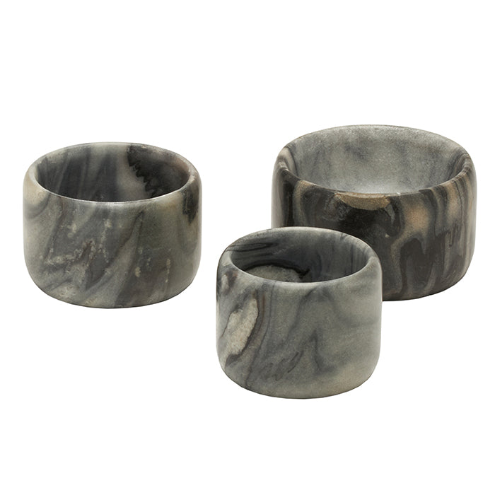 Mavis Gray Marble Small Serving Bowls Set/3
