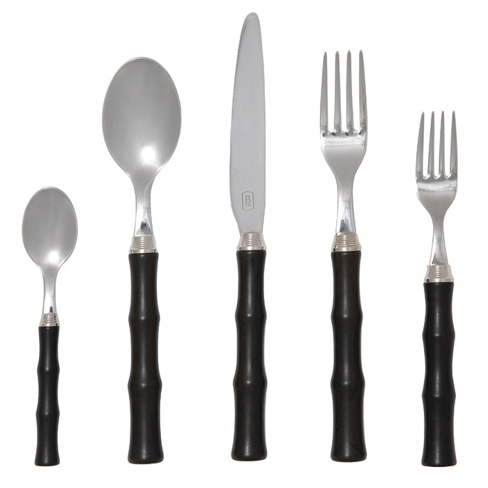 Montecito Dark Brown Silver/Ivory 5-Piece Flatware Set