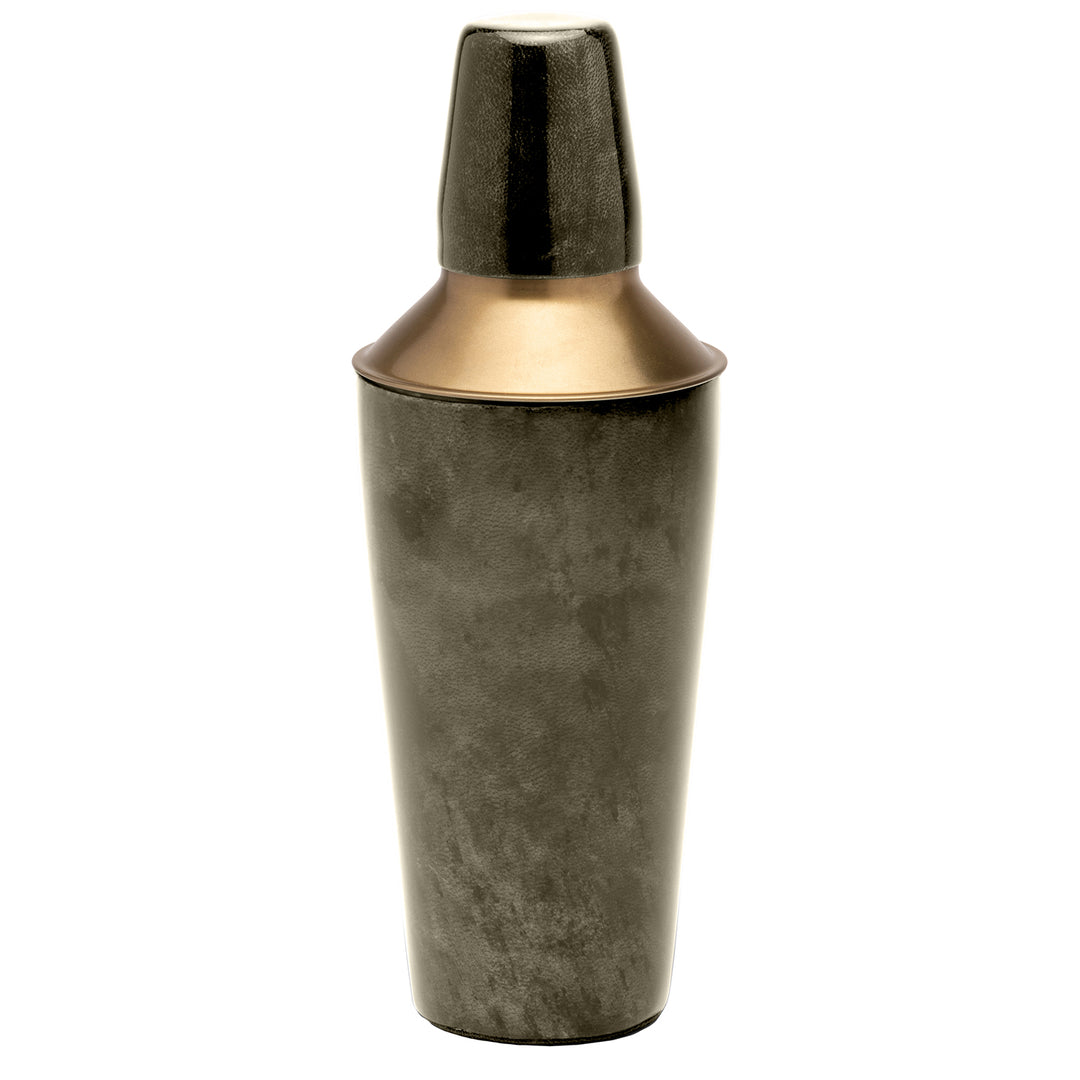 Nelson Gray Gloss Vellum Leather Cocktail Shaker