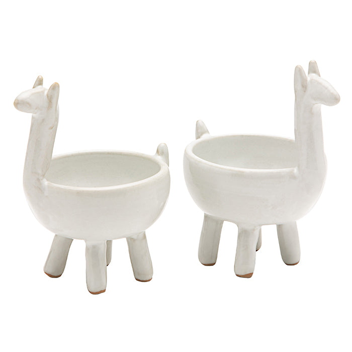 Percy White Glaze Llama Pinch Bowls Set of 2