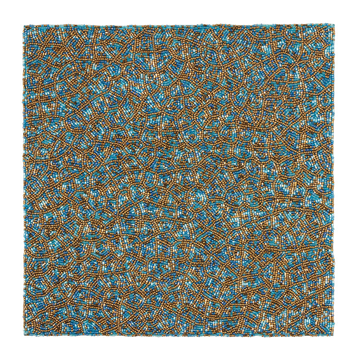 Phoebe Turquoise Gold Mix Glass Beads Placemats Set/2 (Square)