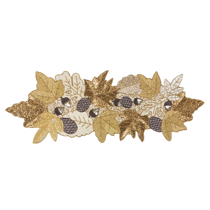 Pia Fall Leaves Décor Glass Beads Table Runner 36.5"