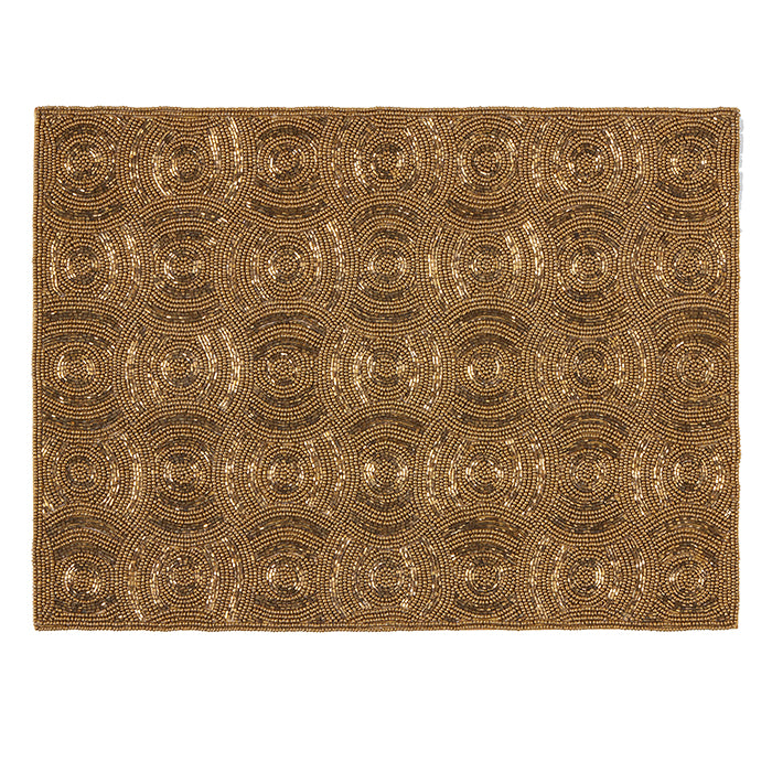 Valentina Shiny Gold Glass Beads Placemats Set/2 (Rectangle)