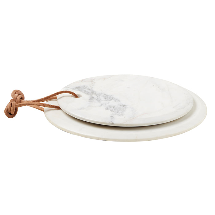 Viola White Marble Round Serving Boards Set/2