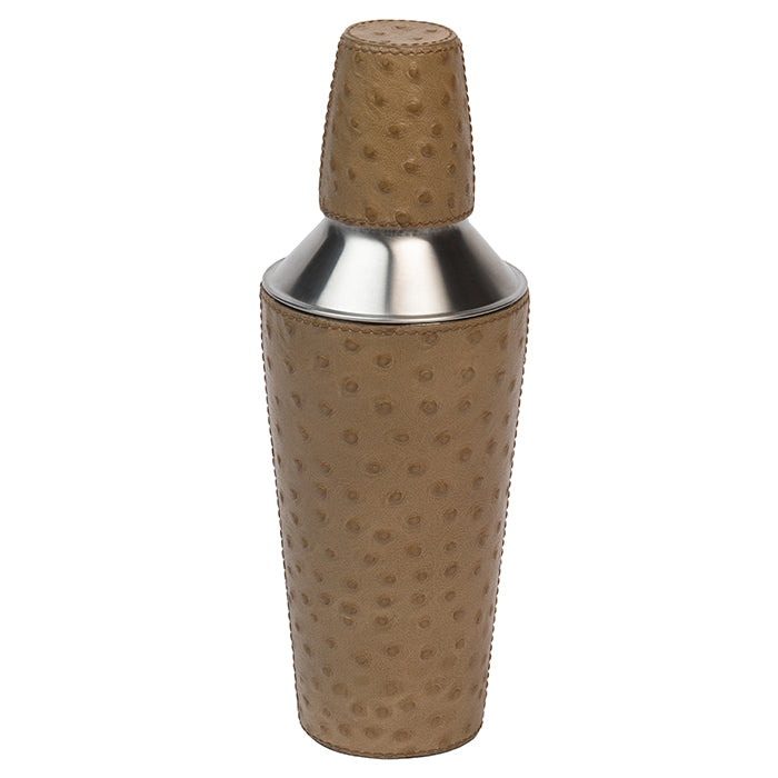 Witney Full-Grain Leather Cocktail Shaker (Oat Brown Ostrich)