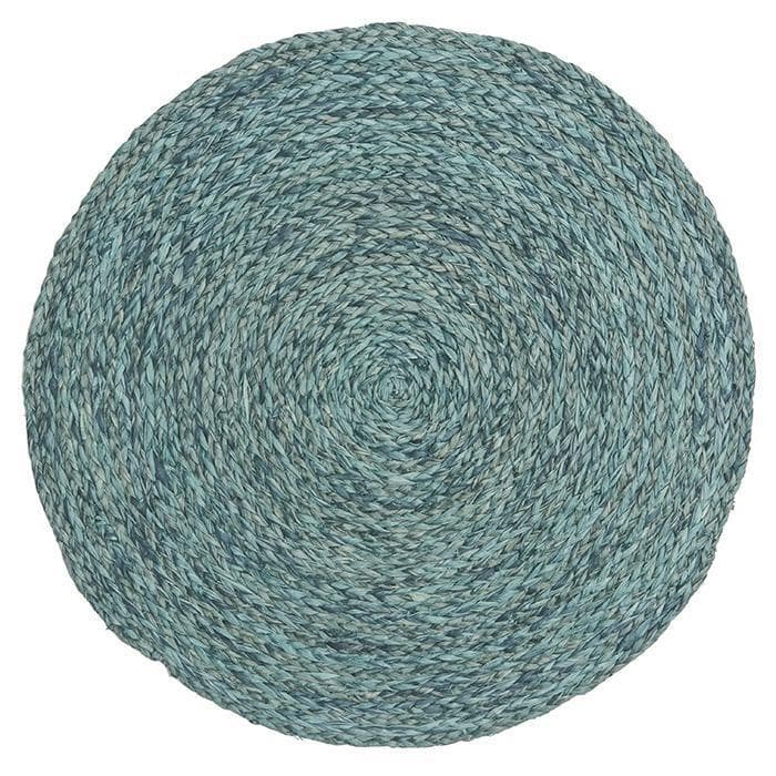 Zoey Mixed Blue Raffia Round Placemats Set/4