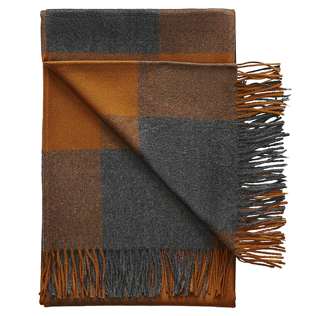 Buffalo Baby Alpaca Throw (Charcoal with Caramel Checks)