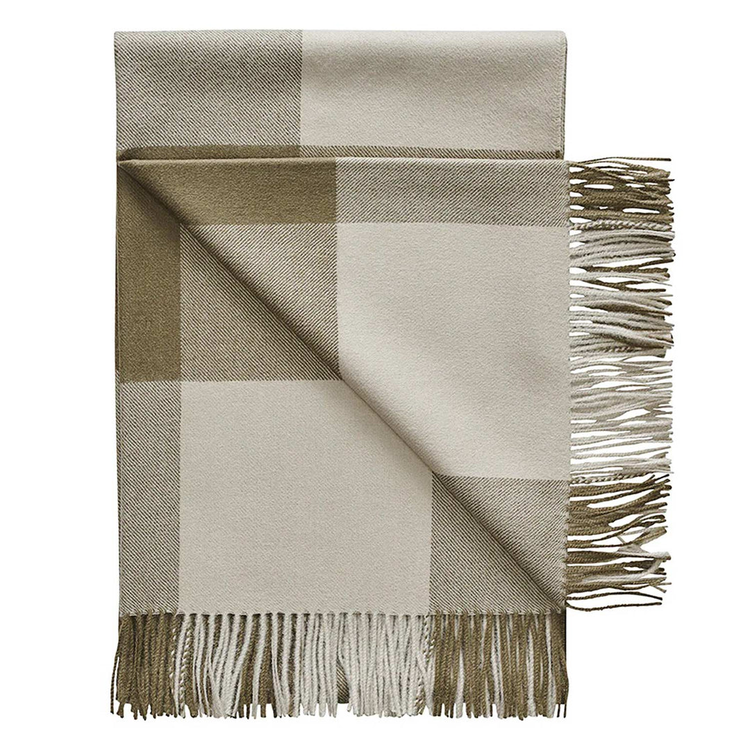 Buffalo Baby Alpaca Throw (Olive Green with Putty Checks)