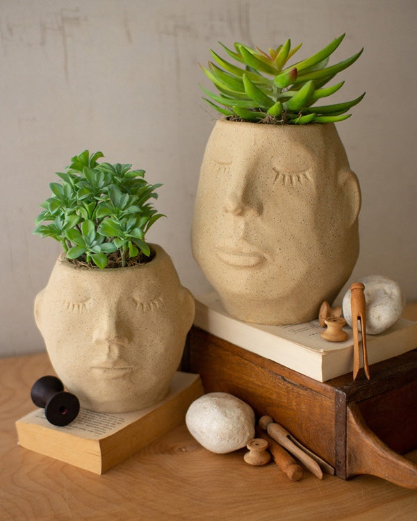 Ceramic Face Planters Set/2