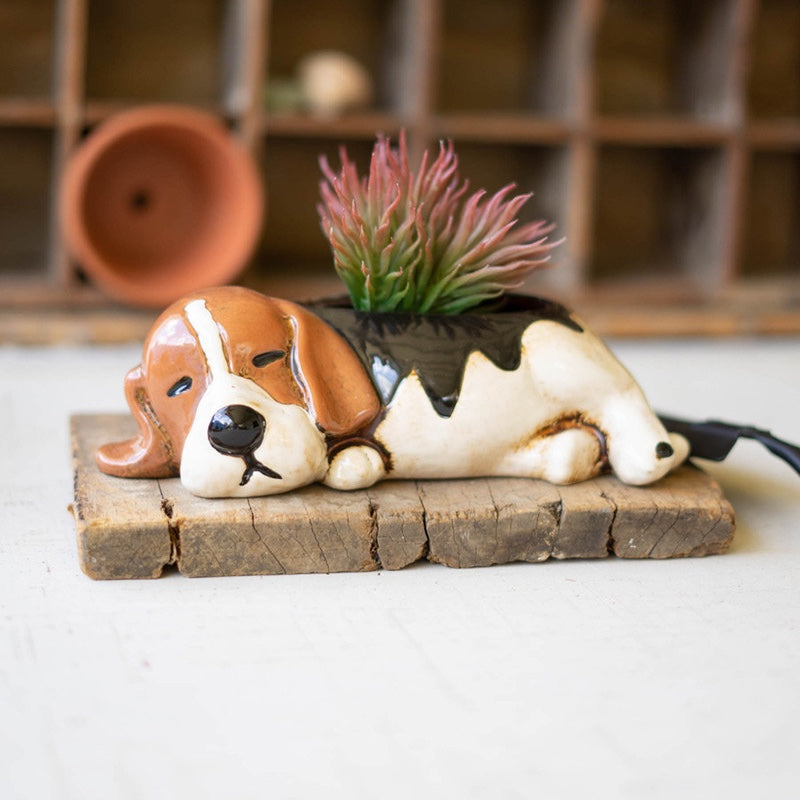 dog plant pot holder Kalalou Ceramic Beagle Planter