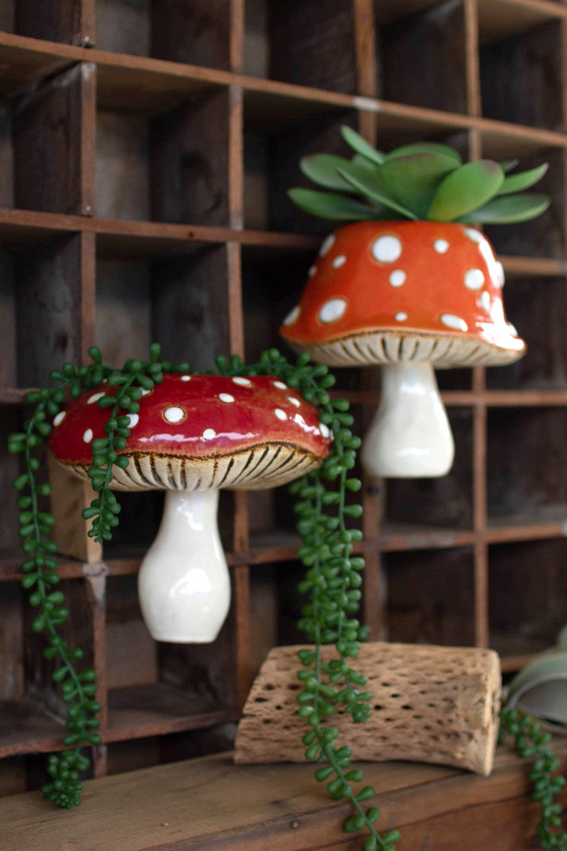 Set Of 2 Ceramic Toadstool Wall Planters – Hudson & Vine