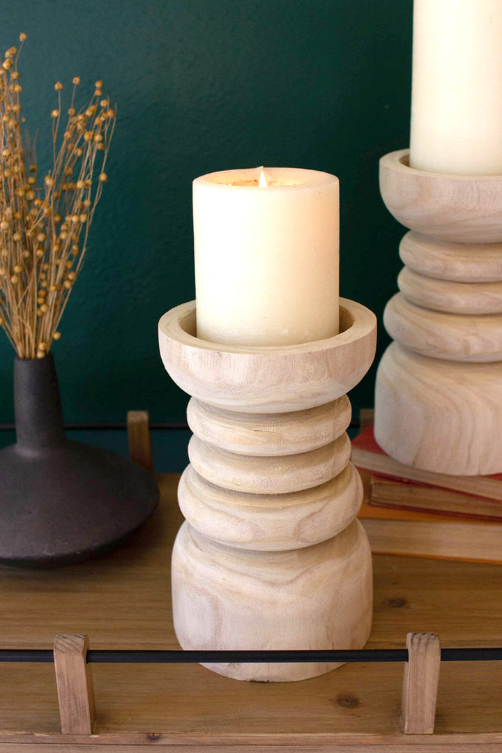 Wooden Pillar Candle Holder Set/2