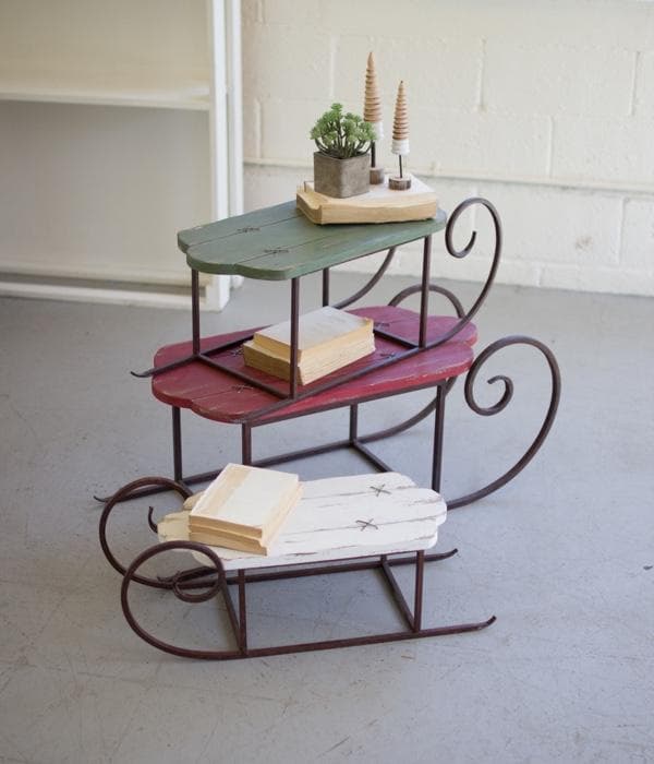 Painted Wood and Metal Sleighs Set/3