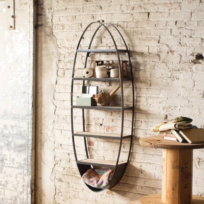 Wood and Metal Oval Shelf