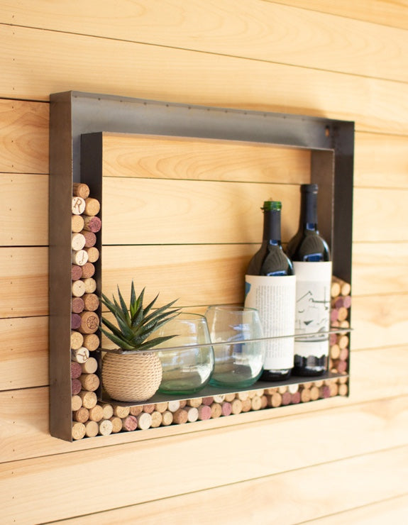 Metal Wall Bar And Wine Cork Holder