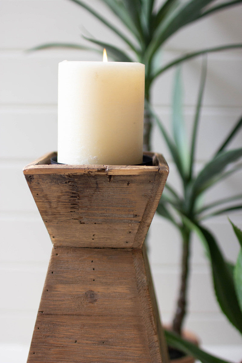 Set Of 3 Recycled Wood Candle Towers