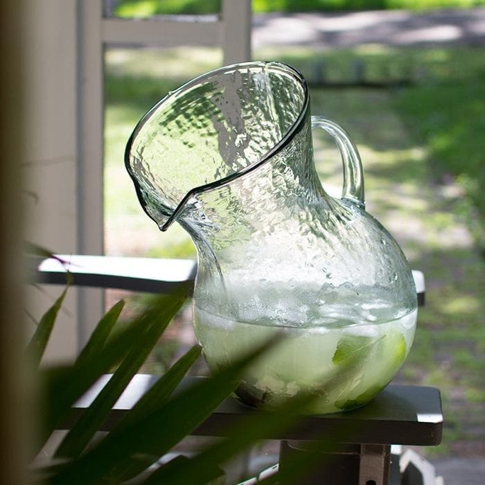 Large Modern Tilted Glass Beverage Pitcher - Woodwaves