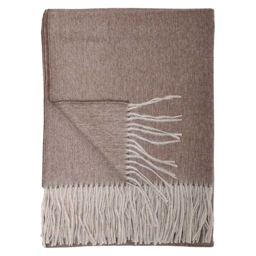 Laurent Baby Alpaca Throw (Brown & Taupe Twill Pattern)