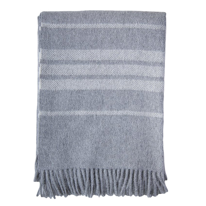 Dublin Alpaca Wool Throw (Grey with Ivory Stripes)