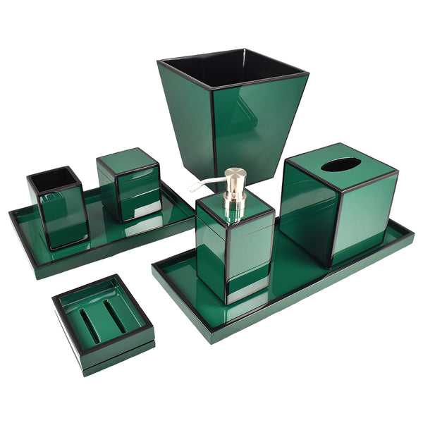 Forest Green with Black Lacquer Bathroom Accessories