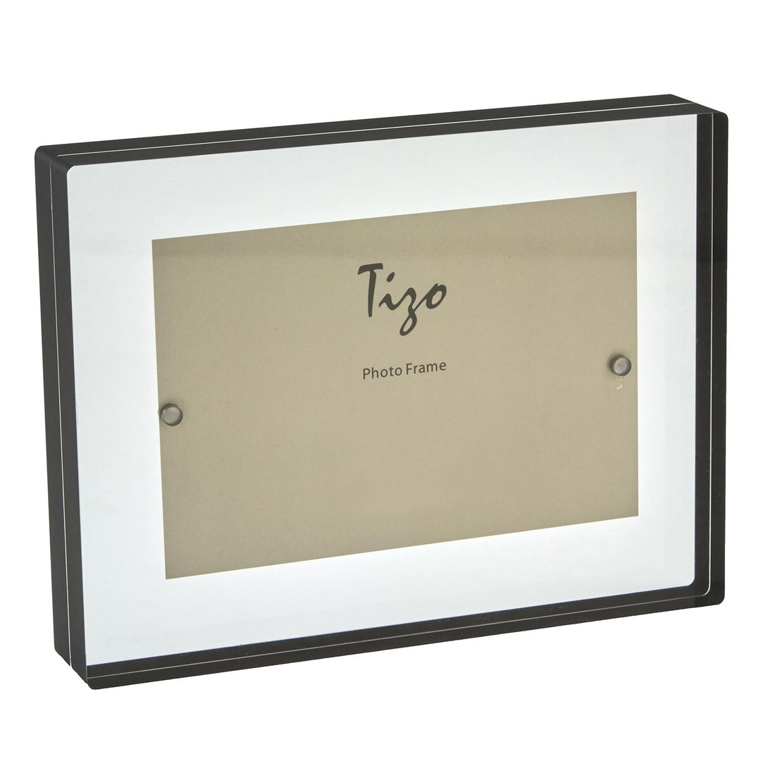 Tizo Lucite Floating Block Picture Frame (Black Border)