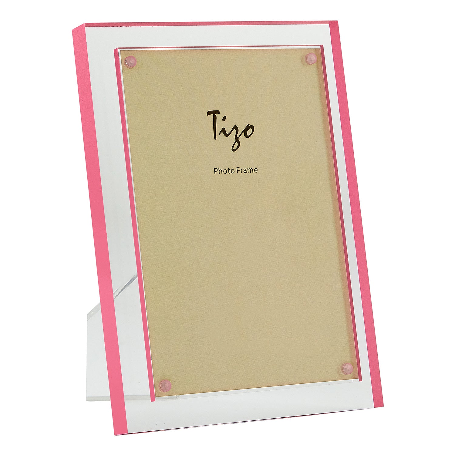 Tizo Acrylic Lucite Picture Frame (Pink Double Border) Hudson & Vine
