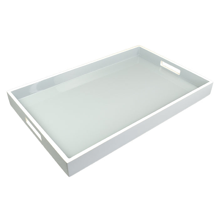 Lacquer Rectangle Tray - Cool Gray & White