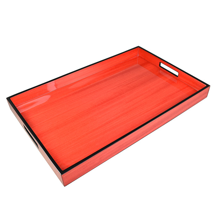 Lacquer Rectangle Tray (Red Tulipwood with Black Trim)