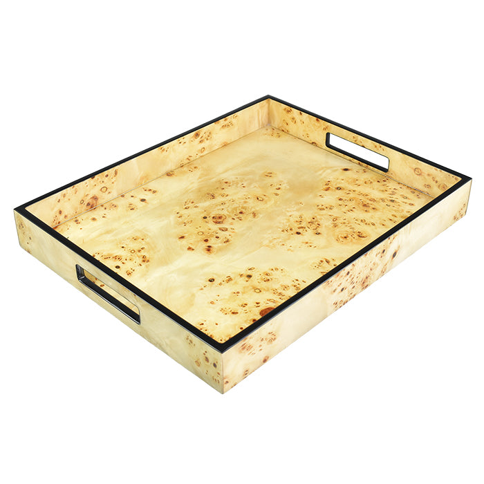Lacquer Small Rectangle Tray (Mappa Burl with Black)