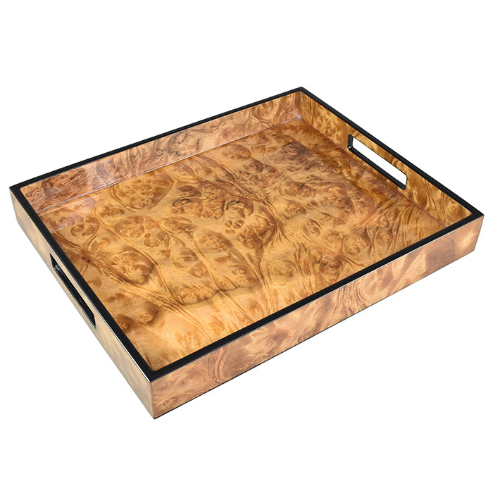 Lacquer Small Rectangle Tray (Walnut Burl with Black)
