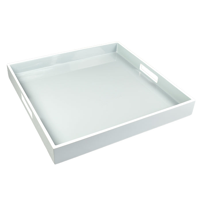 Lacquer Square Tray - Cool Gray & White