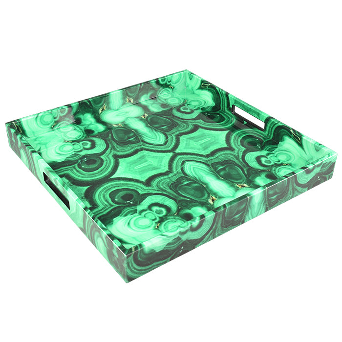 Lacquer Square Tray (Malachite)