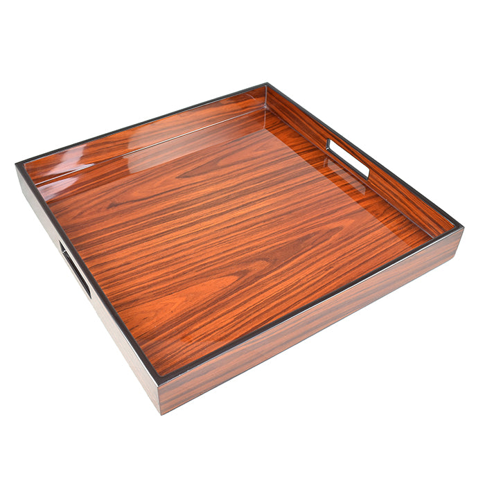 Lacquer Square Tray (Rosewood with Black Trim)