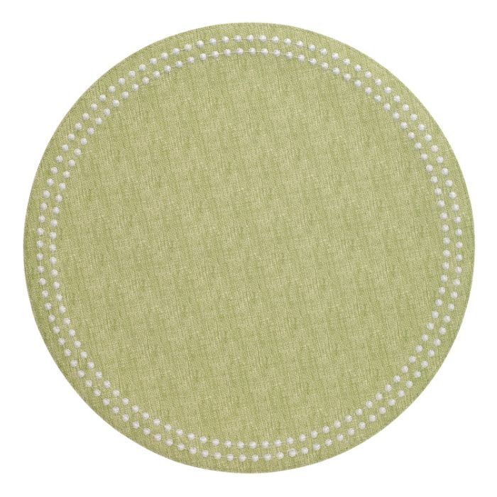 Pearls Round Vinyl Placemats (Fern/White) Set/4