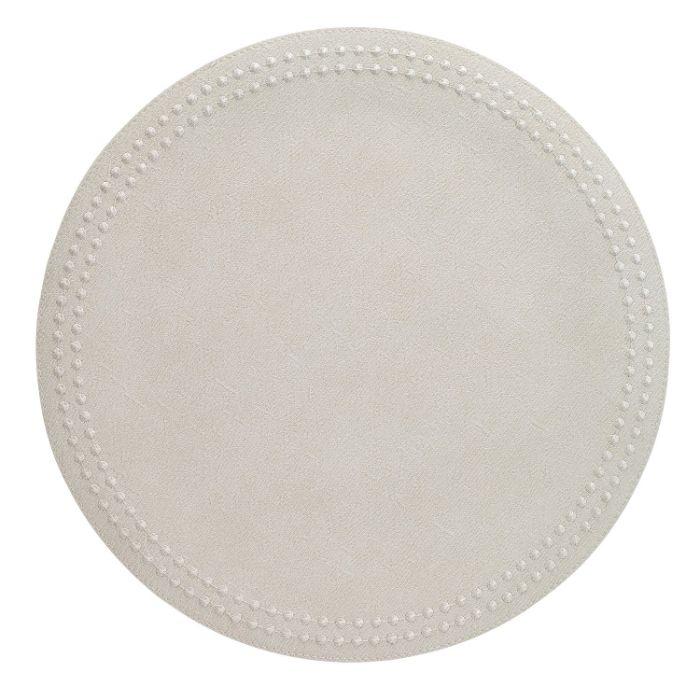 Pearls Round Vinyl Placemats (Antique White/White) Set/4