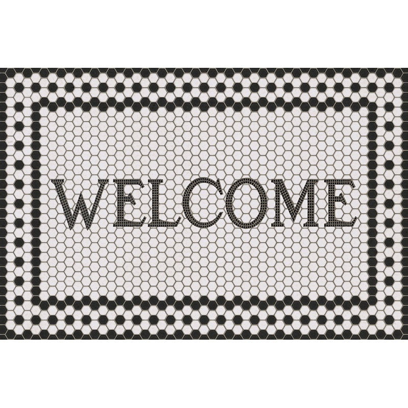 Vintage Vinyl Floorcloth Mosaic Customized Mat – 8th Avenue 24x36 (Welcome)
