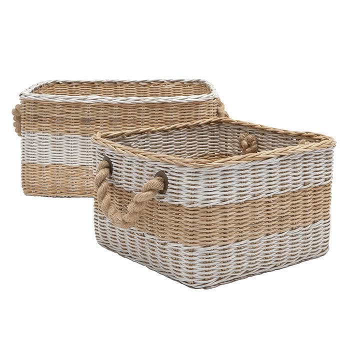 Nantucket Wicker Baskets Set/2 (Natural/White)
