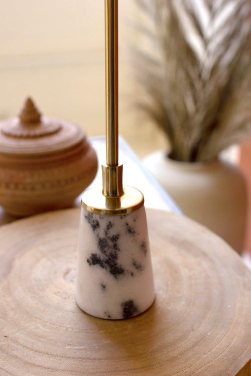 Set Of 3 Brass Pillar Candle Holders With Marble Bases