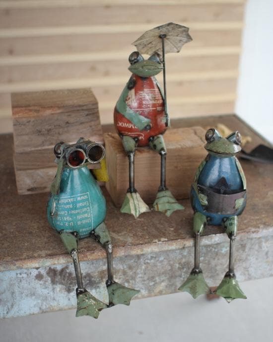 Recycled Iron Frogs Set/3