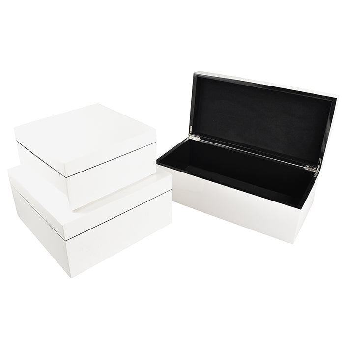 Lacquer Square Hinged Box 10x10 (White)