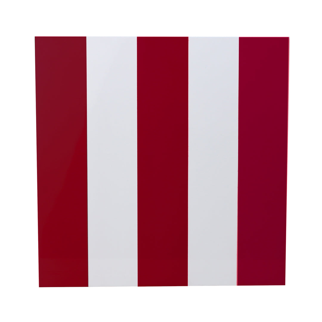 Addison Ross Lacquer Square Striped Placemats Set of 4 (Burgundy Red & White)