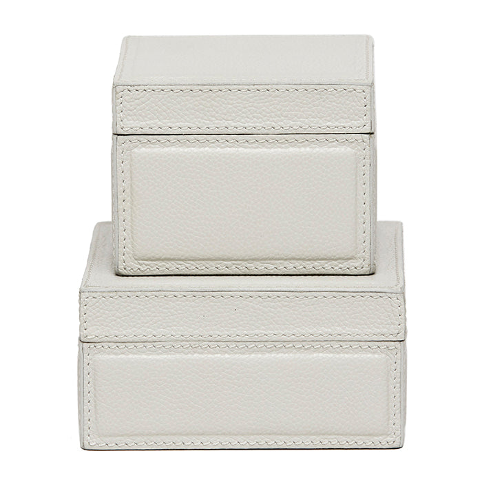 Asby Light Gray Full-Grain Leather Box Set/2