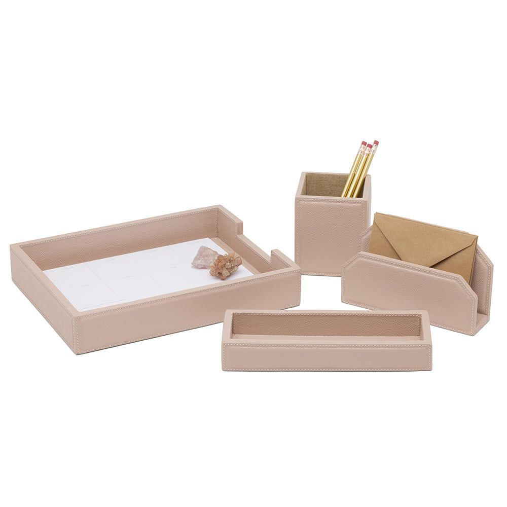 Asby Dusty Rose Full-Grain Leather Accessory Set
