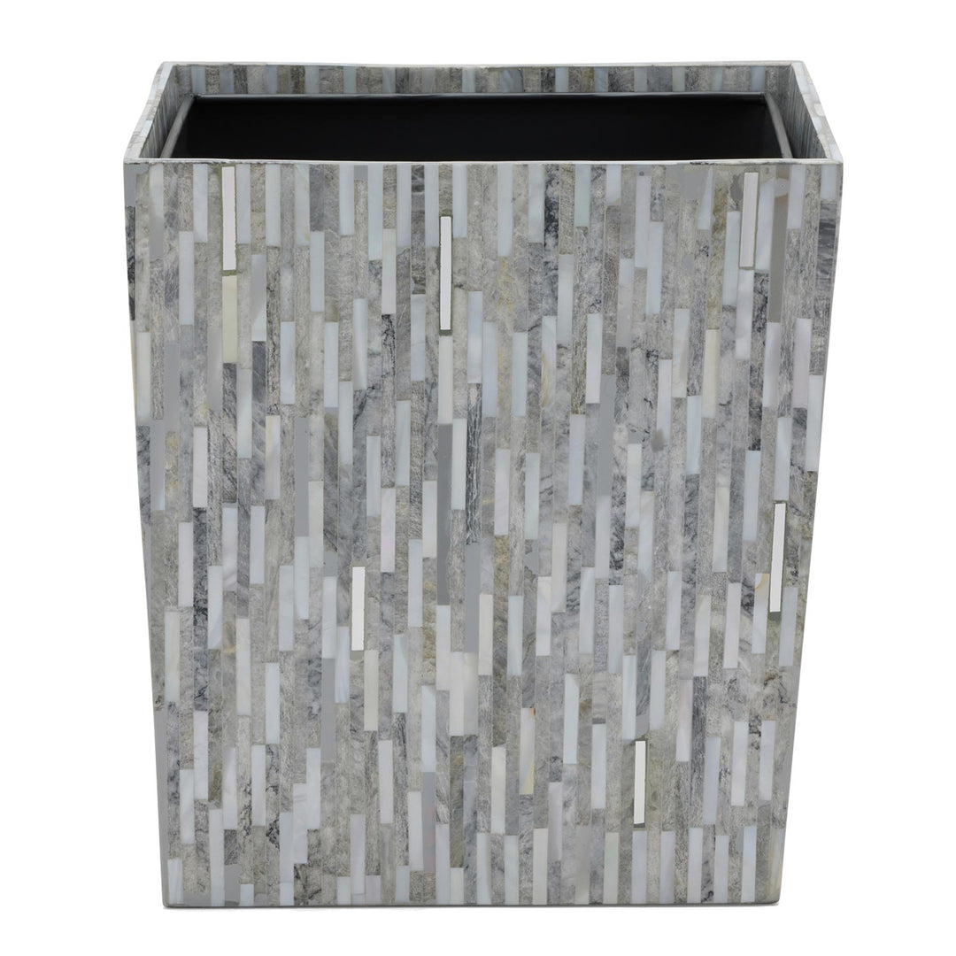 Cortona Clamstone Rectangle Wastebasket (Gray Shell/Silver)