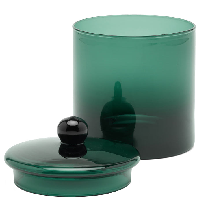 Darby Handblown Glass Large Canister (Smokey Green)