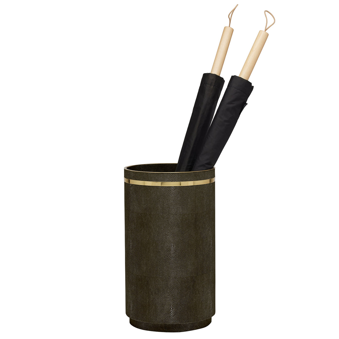 Dorval Faux Shagreen Umbrella Stand (Dark Mushroom)